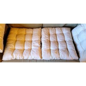 Square Tufted Floor Pillow Cushion Cream Beige 22x22 Oversize Meditation Seat